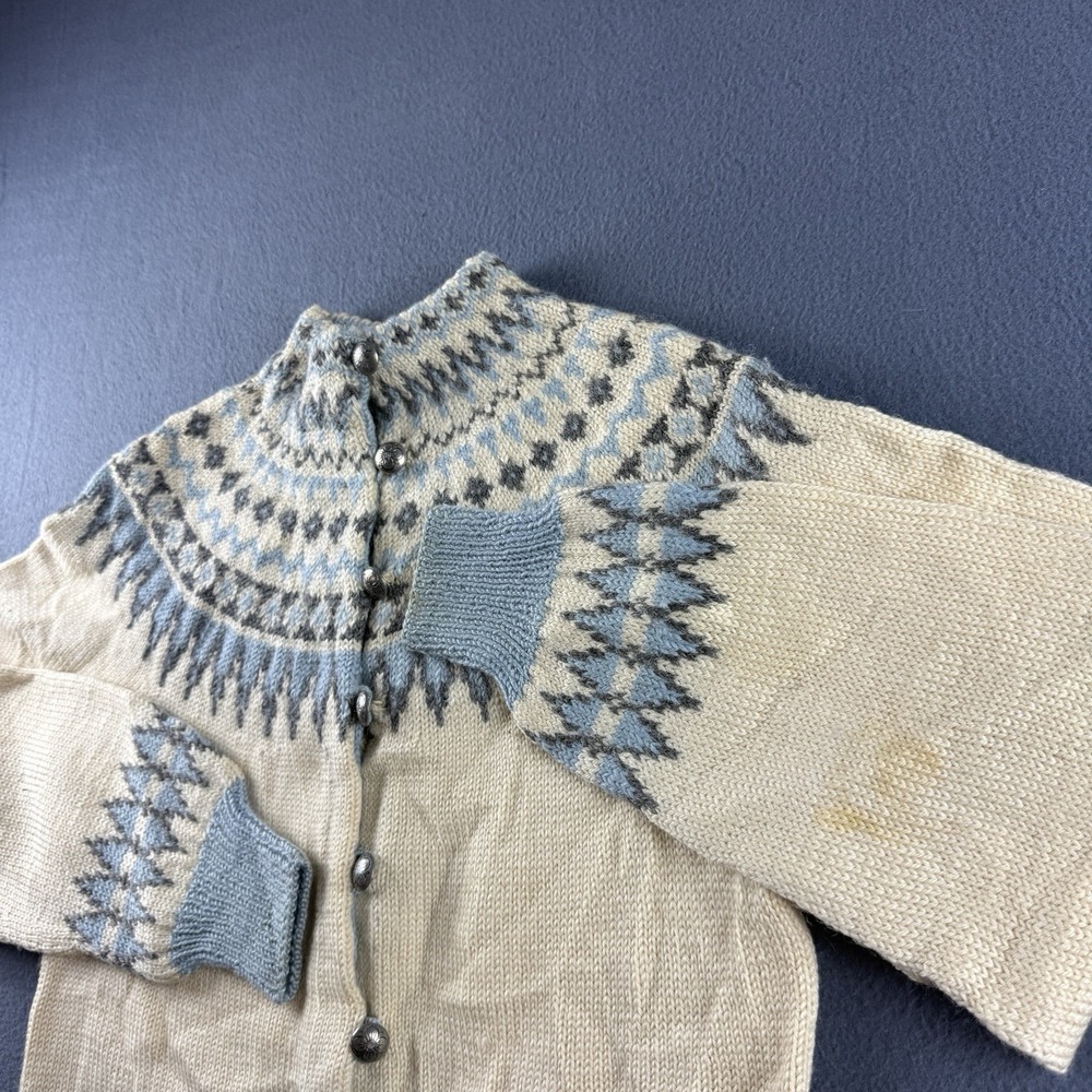 Vintage William Schmidt Co Oslo Hand Knit Norway Sweater Cardigan Wool Medium